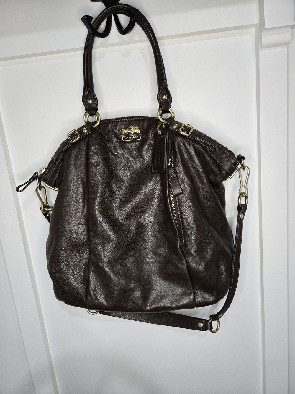 Coach Brown Leather Satchel with Shoulder Strap - Picture 6 of 13